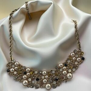 Sugarfix by BaubleBar Crystal and Faux Pearl Gold Tone Collar Necklace
